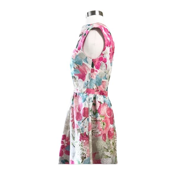 CYNTHIA STEFFE Floral Print Dress Jacquard Pink Peony Cocktail Fit & Flare 6 NWT - Picture 4 of 8